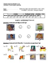 Đề kiểm tra học kỳ I môn Tiếng Anh Lớp 3 - Năm học 2014-2015 - Trường PTDTBT TH Đăk Choong (Có đáp án)